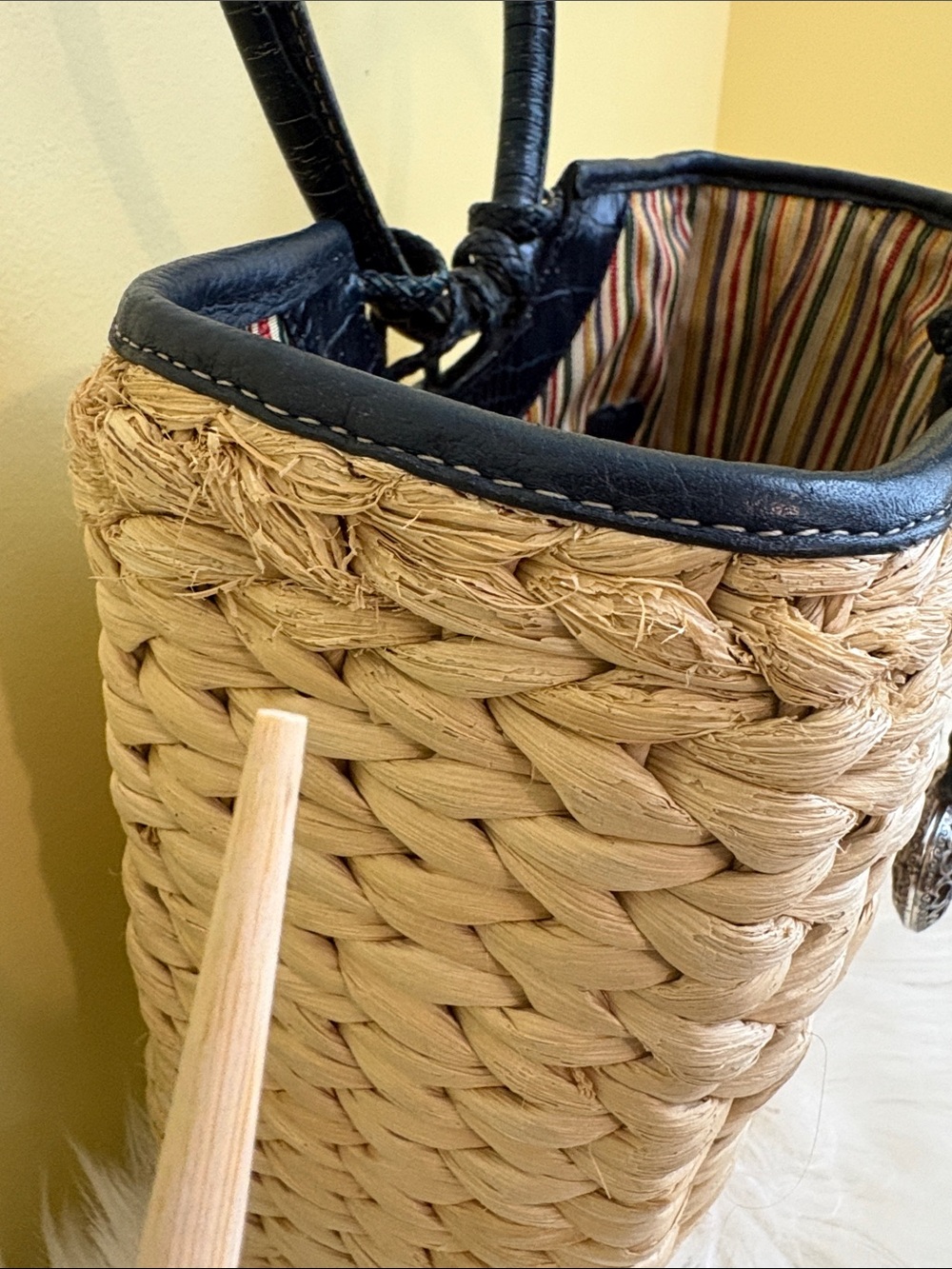 Brighton | Woven Straw Structured Dark Green Croc-Texture Top Handles Tote Bag - Picture 10 of 17